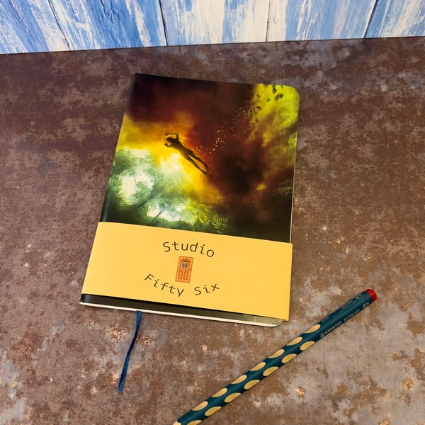 Notebook, Marine themed, A5 (ish), made from up-cycled and recycled materials.