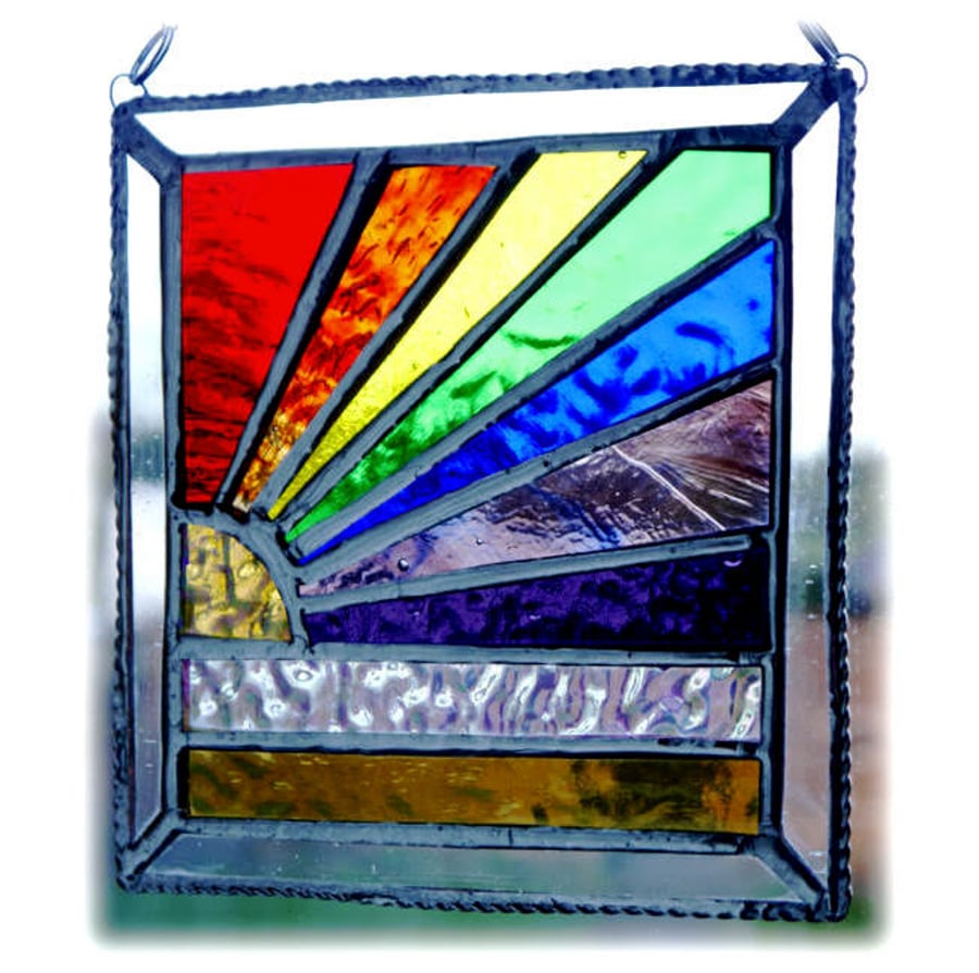 Rainbow Beach Stained Glass Suncatcher Handmade 011