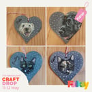 Pet heart shaped bauble, hanging decoration, dog portrait, craft drop