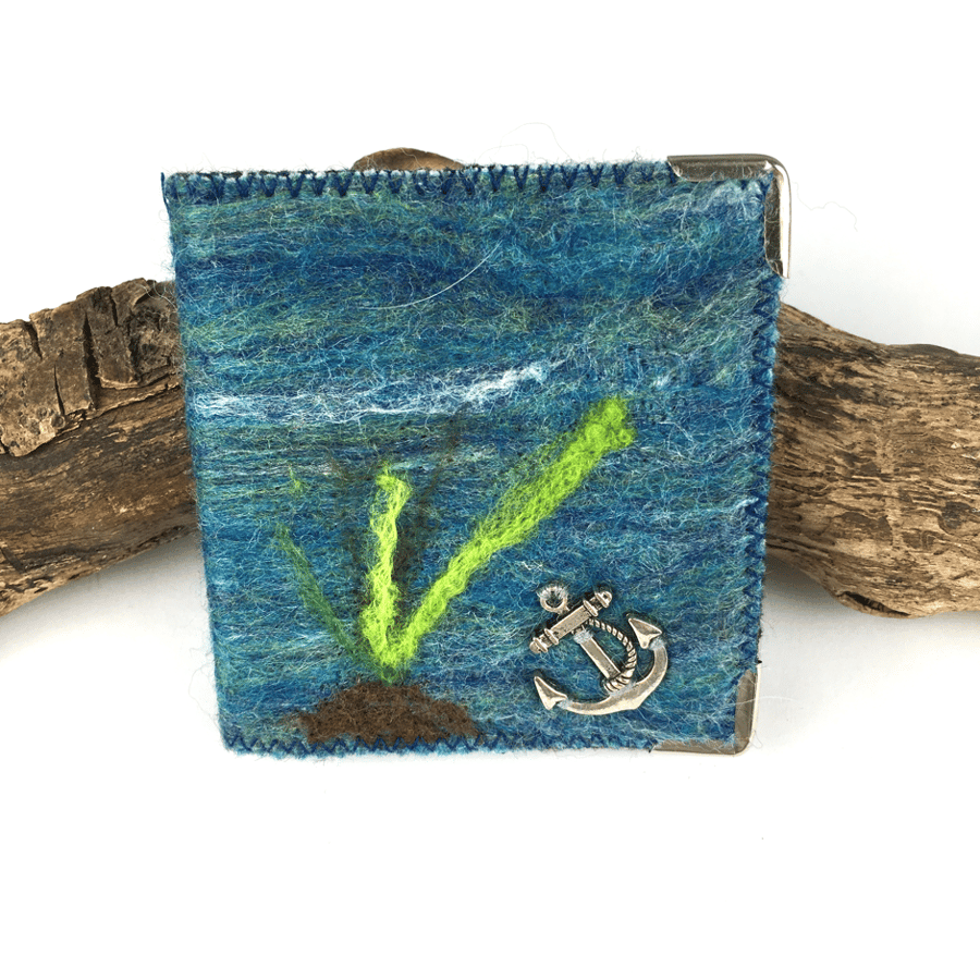 Hand felted needle book, sewing kit - under the sea design