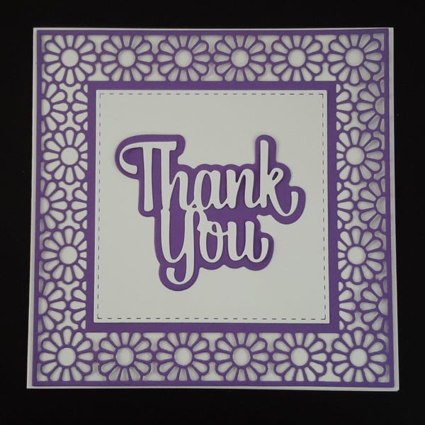 Thank You Greeting Card - Purple and White