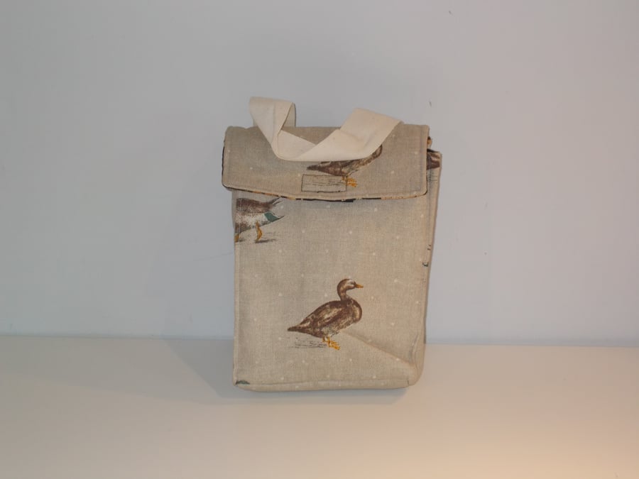Fabric Lunch or snack bag printed with mallards.