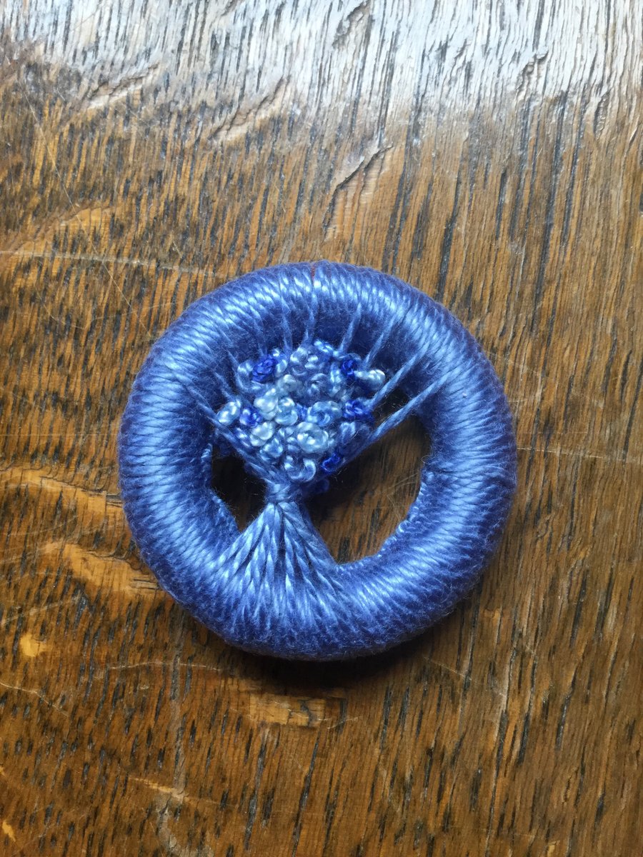 Vintage Style Dorset Button Posy Brooch, Blues