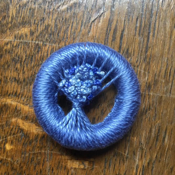 Vintage Style Dorset Button Posy Brooch, Blues