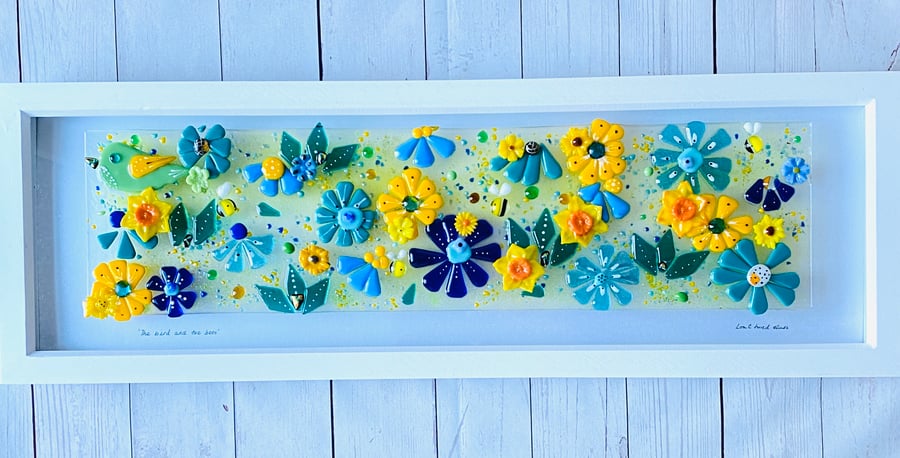 Retro inspired fused glass picture