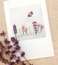 Embroidered Summer Hedgerow Card for Birthday. Get Well. Thank you - Image 1