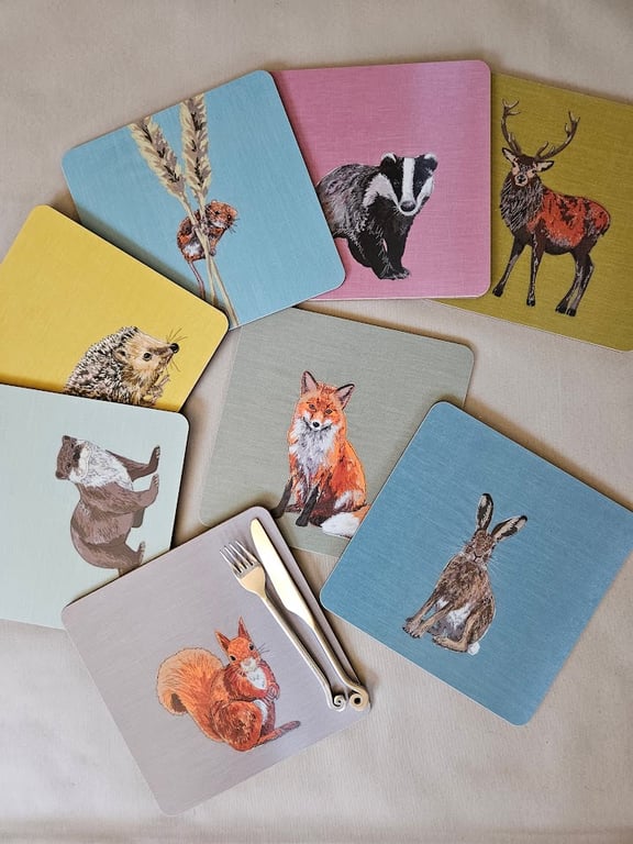 Countryside Animal melamine placemats collection, cork-backed 