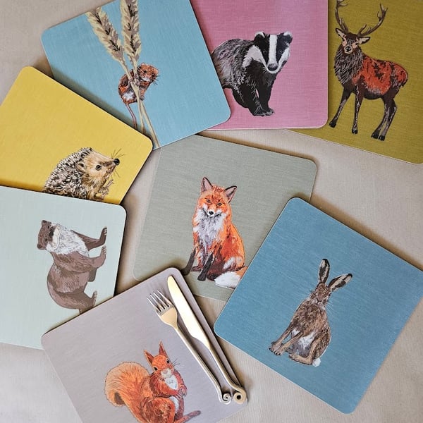 Countryside Animal melamine placemats collection, cork-backed 