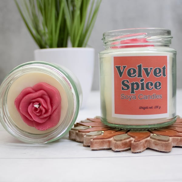 Velvet Spice   Soya candle Warm, Rosy & Bold 