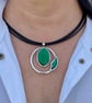 Leather necklace for women, Large crystal pendant, Boho necklace