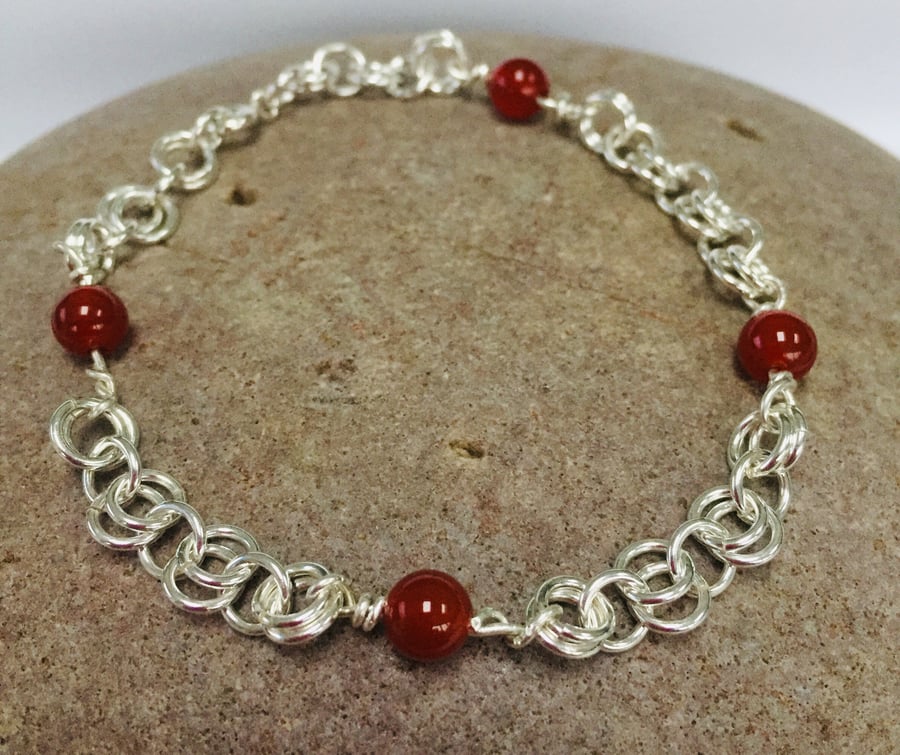 Sterling Silver Carnelian Bracelet