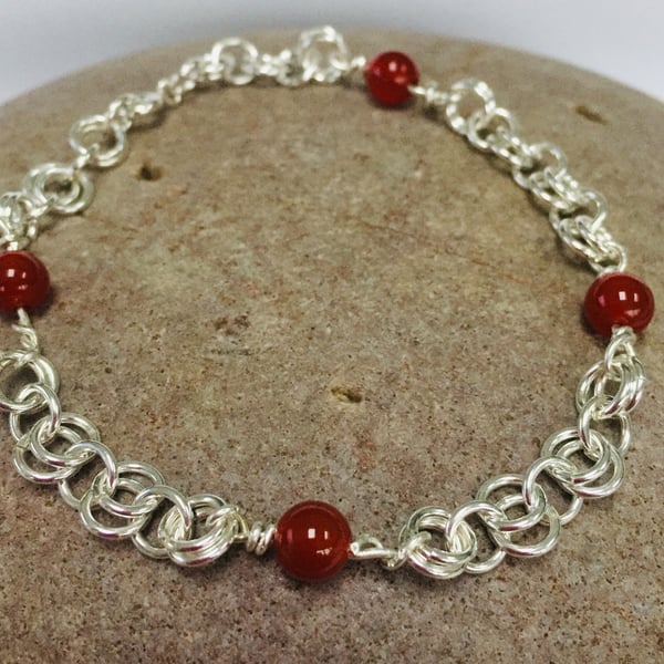 Sterling Silver Carnelian Bracelet