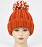 Ladies Super-chunky Hand-knitted Bobble Hat, Burnt Orange  - Image 3