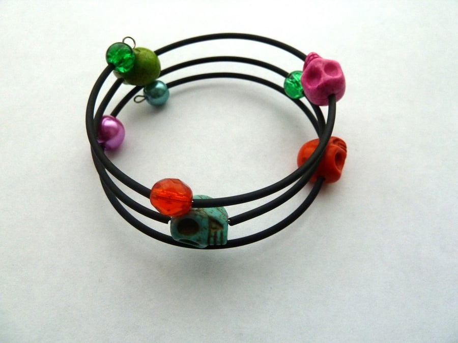 rainbow skull bracelet