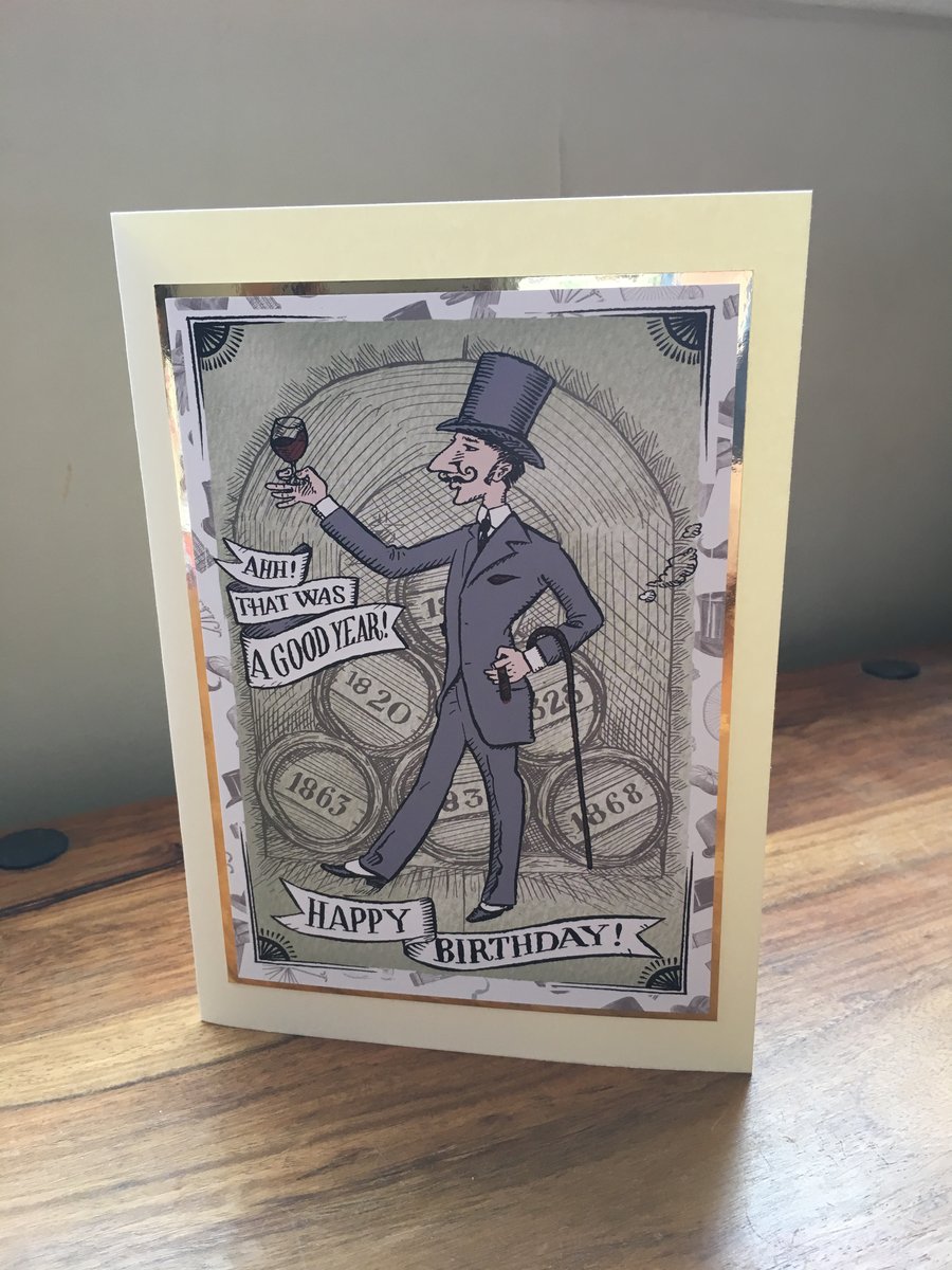 Wine Lover Birthday Card - Handmade Card - wine connoisseur