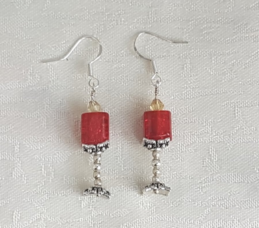 Gothic Love Spell Red candle earrings - Unusual and Unique.