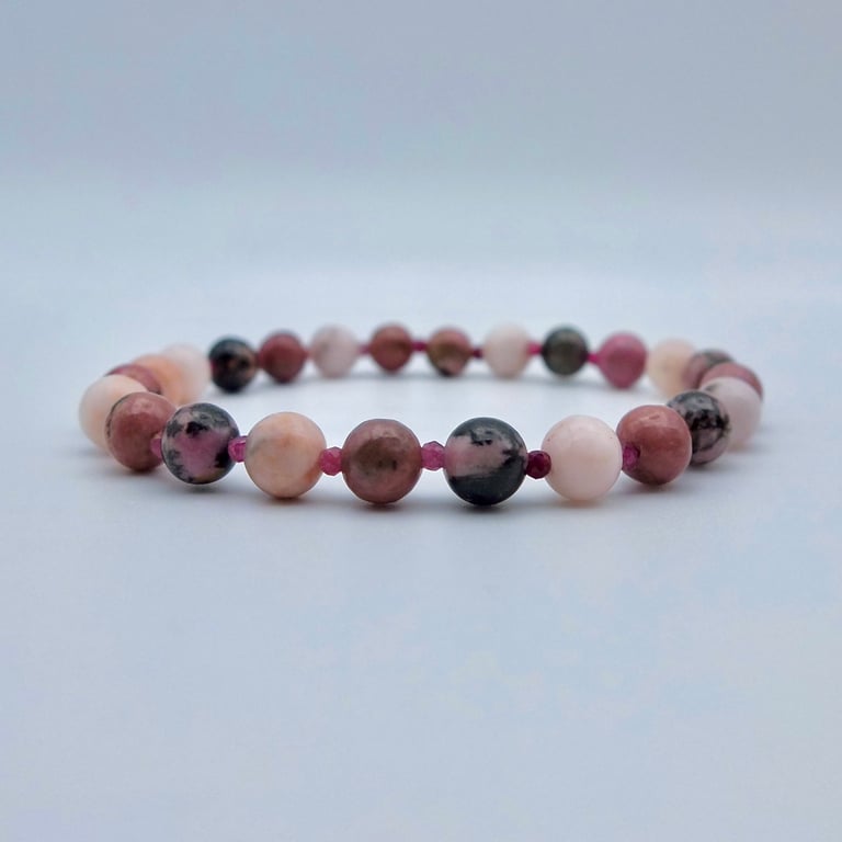 Mixed Gemstone Bracelet In Dusky Pinks, Birthday, Anniversary, Gifts For Her