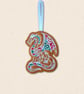 Gingerbread Dragon Christmas Tree Decoration - Embroidered Ornament