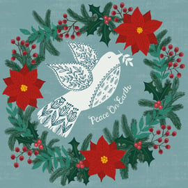 Dove Wreath, blank Christmas  card