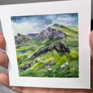 Highland Sheep Watercolor Painting, Scottish Loch & Mountain Pastoral Art