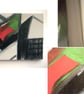 Abstract Oil Painting Mid Century Style Grey,Green,Red Back, Abstract Art, - Image 3
