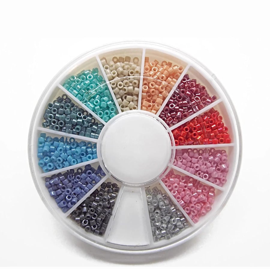 2400 Miyuki Opaque Luster Seed Bead Wheel, 12 Colours for Bead Looming & Weaving