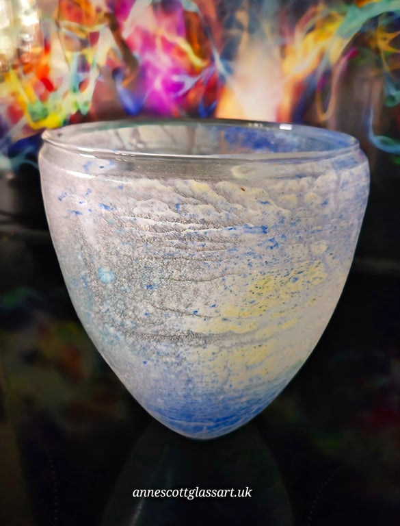 Unique Handmade Blown Glass Textured Skies Vase