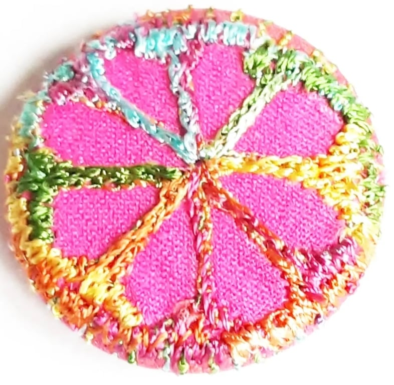 Buttons 1 inch button Hand Dyed Silks and Cottons Free Machine Embroidery Button