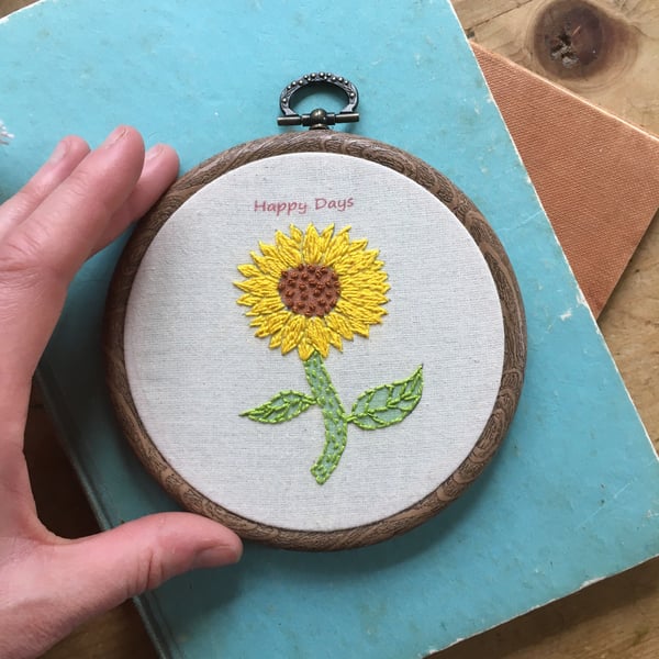 Sunflower Be Happy Beginners Embroidery Kit, Full Kit