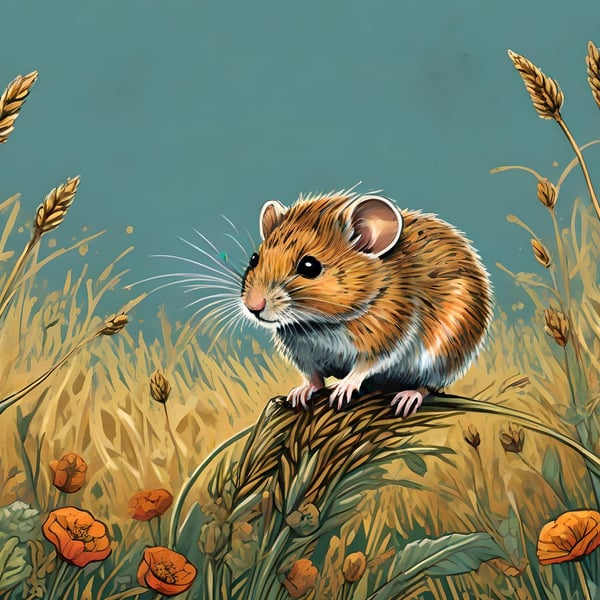 Field Mouse A5 Greeting Card 