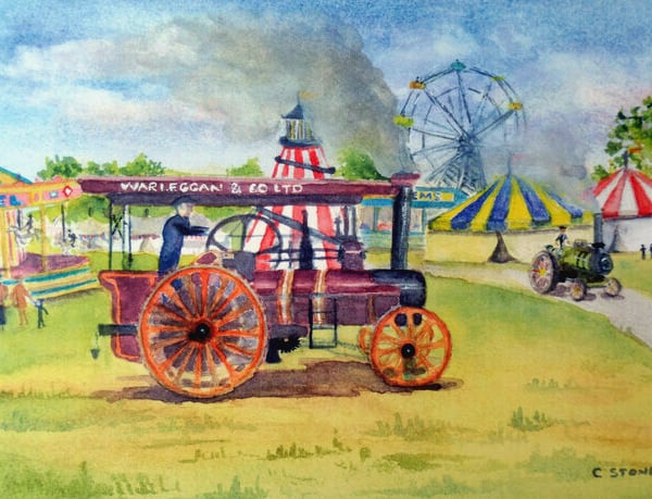 Art print Traction Engines Country Fair from original watercolour 