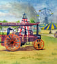 Art print Traction Engines Country Fair from original watercolour A4 - Image 1