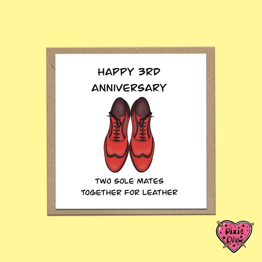 3rd wedding anniversary card for leather