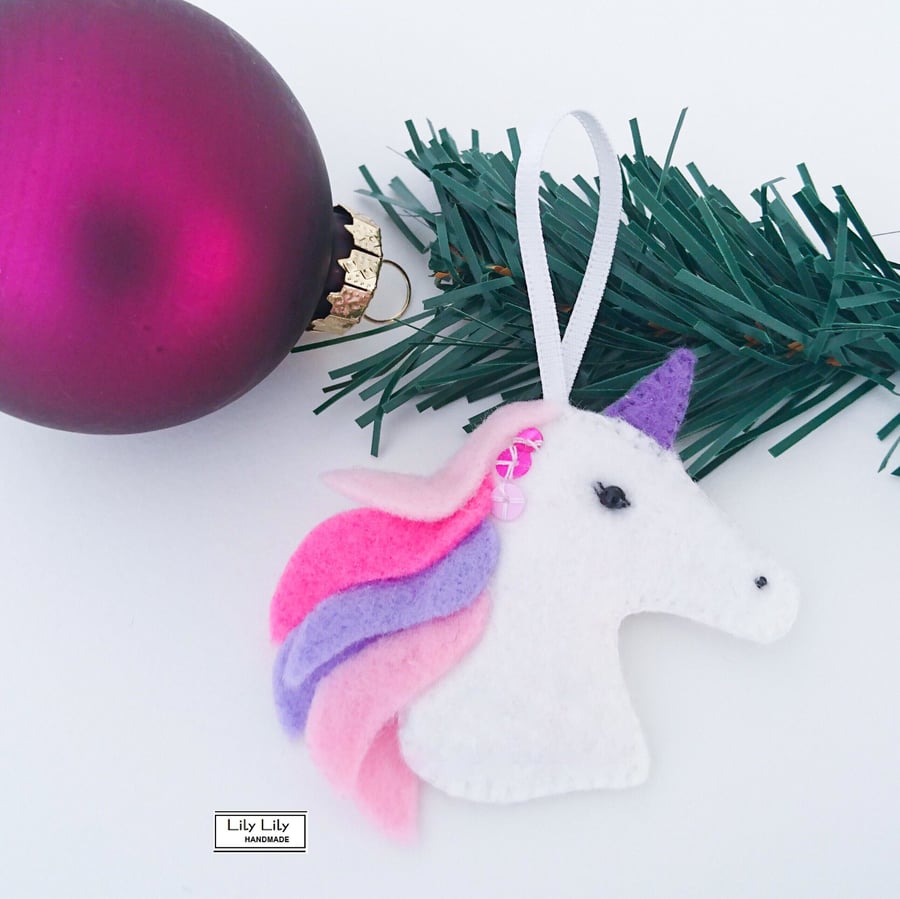 Unicorn hanging decoration by Lily Lily Handmade 