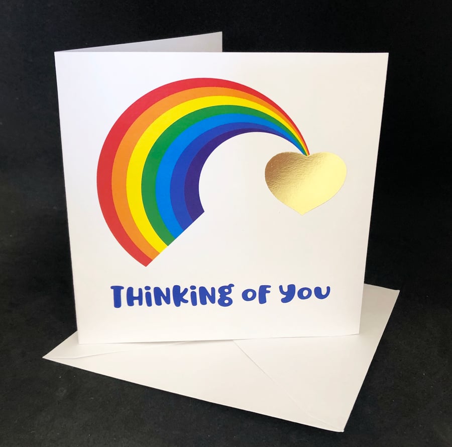 Thinking of You Rainbow Card with Gold Heart