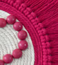 "Ntombi 3" Pink & Off White Macrame Wall Hanging Fibre Mandala Art - Image 4