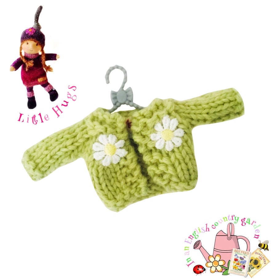 Pale Green Daisy Cardigan to fit the Little Hug Dolls