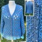 Two tone Blue hexi cardigan