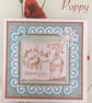 Christmas Card Reindeer Robin Village 3D Luxury Handmade Card - Image 2