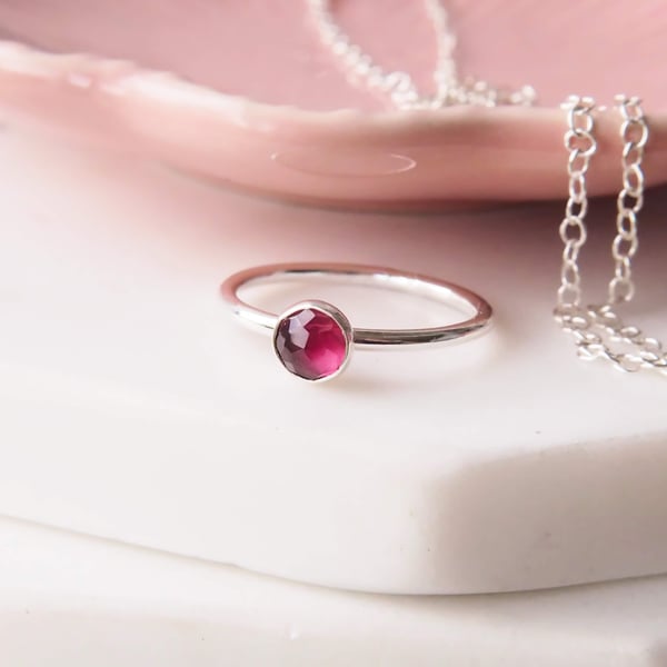 RHODOLITE Garnet Silver Ring 