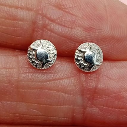 Triple moon stud earrings sterling silver wiccan 