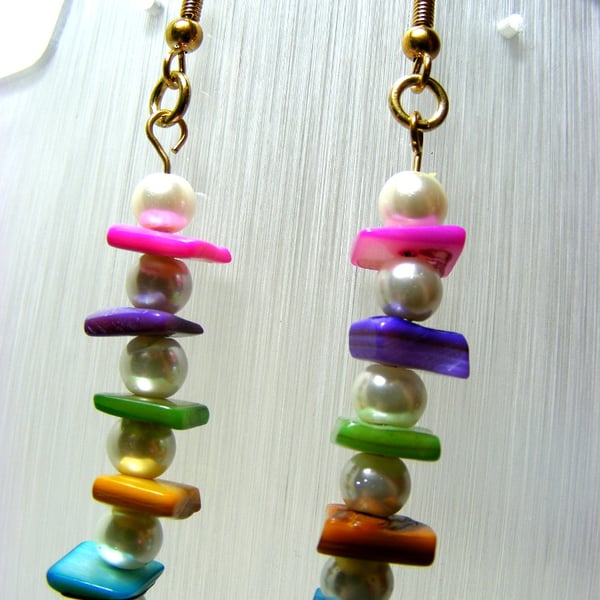 Seconds Sunday Pearl and Shell Chip Earrings