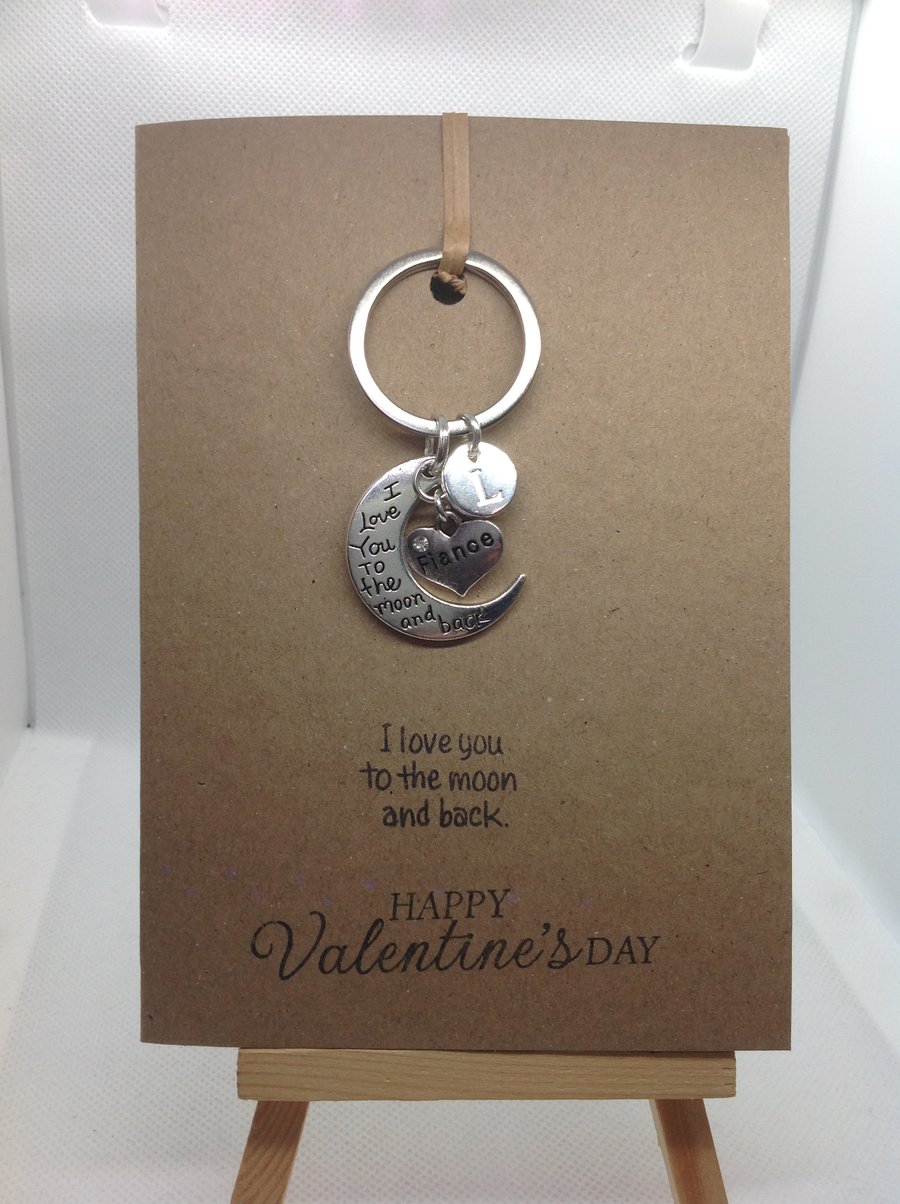 Valentine’s Day keyring attached to a Kraft greetings card