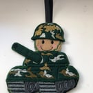 Hanging Gingerbread man - army tank