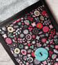 Pink, Grey, Duckegg Floral Print on Black Glasses Case, Phone Case Storage Pouch - Image 6