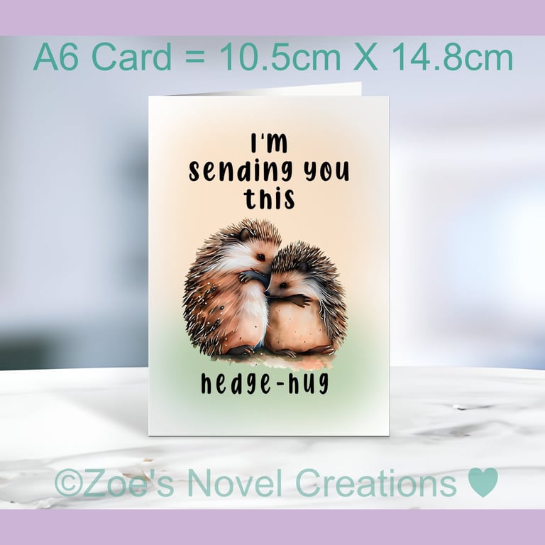 Hedgehog Greetings Card , any occasion A6 10.5cm x 14.8cm