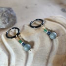 Edgy bead earrings with stainless steel huggie hoops
