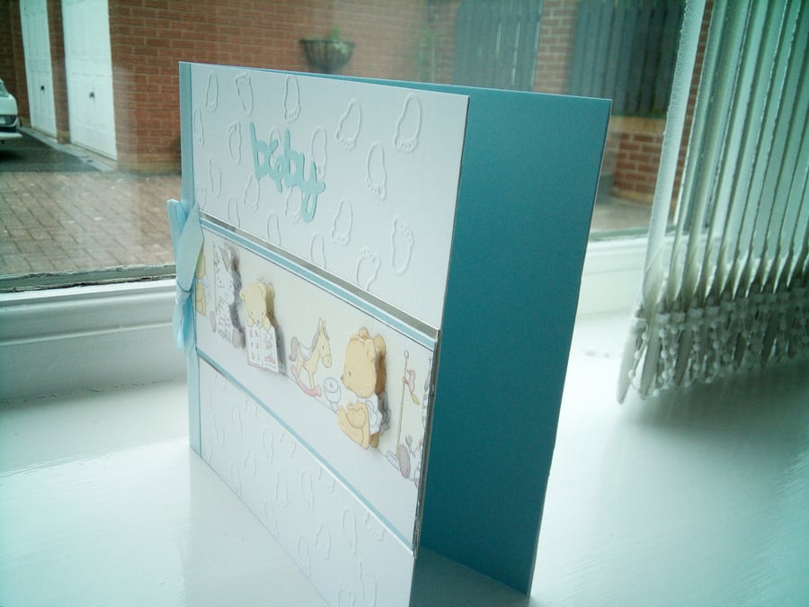 New baby boy personalised zebra card