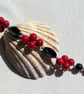 Natural Red Coral & Black Onyx Gemstone Beaded Bracelet "Red Twilight" - Image 5
