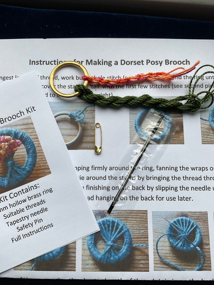 Dorset Posy Brooch Kit, Green Stems with Tropical Flowers, 17